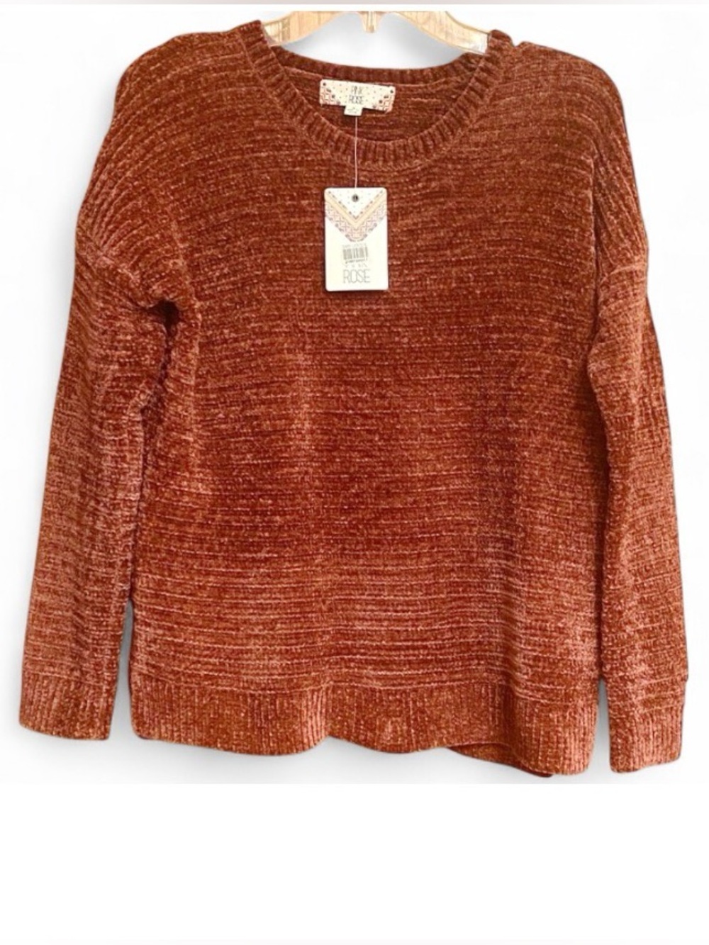Pink Rose NWT Chenille Sweater Medium Soft Boutique Knit Cozy Pullover